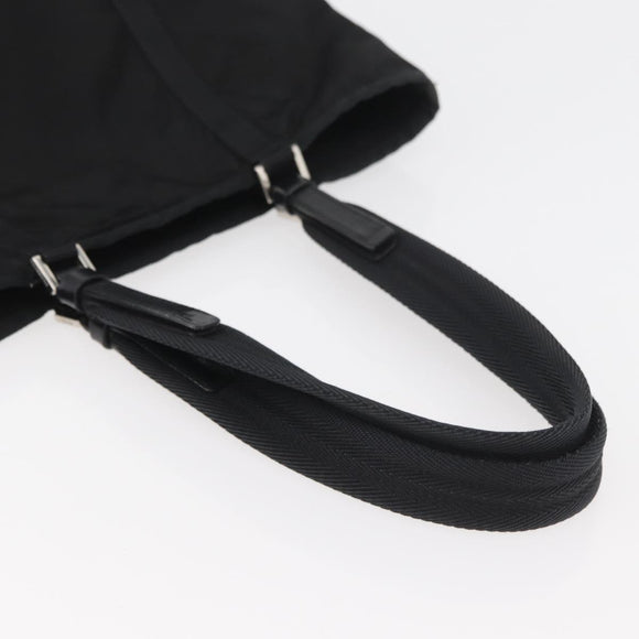 PRADA Tote Bag Nylon Black Silver Auth kk655