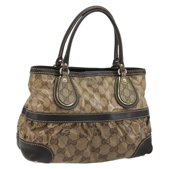 GUCCI GG Crystal Hand Bag Beige Gold 223964 Auth kk656
