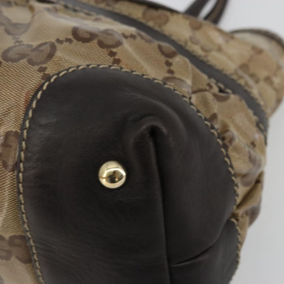 GUCCI GG Crystal Hand Bag Beige Gold 223964 Auth kk656