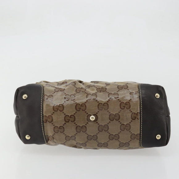 GUCCI GG Crystal Hand Bag Beige Gold 223964 Auth kk656