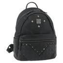 MCM Vicetos Logogram Backpack PVC Black Auth kk657A-1