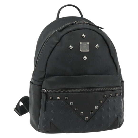 MCM Vicetos Logogram Backpack PVC Black Auth kk657A