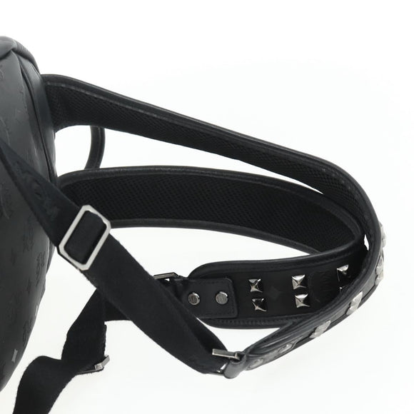 MCM Vicetos Logogram Backpack PVC Black Auth kk657A