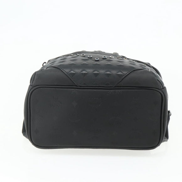 MCM Vicetos Logogram Backpack PVC Black Auth kk657A
