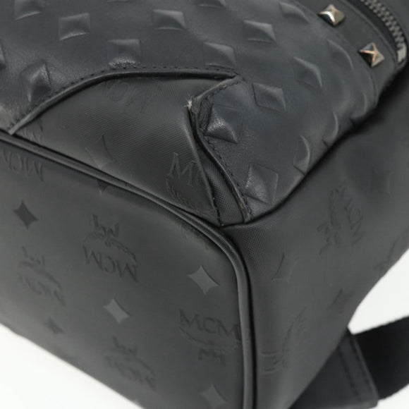 MCM Vicetos Logogram Backpack PVC Black Auth kk657A