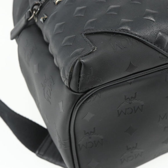 MCM Vicetos Logogram Backpack PVC Black Auth kk657A