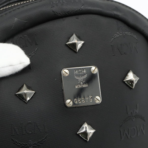 MCM Vicetos Logogram Backpack PVC Black Auth kk657A