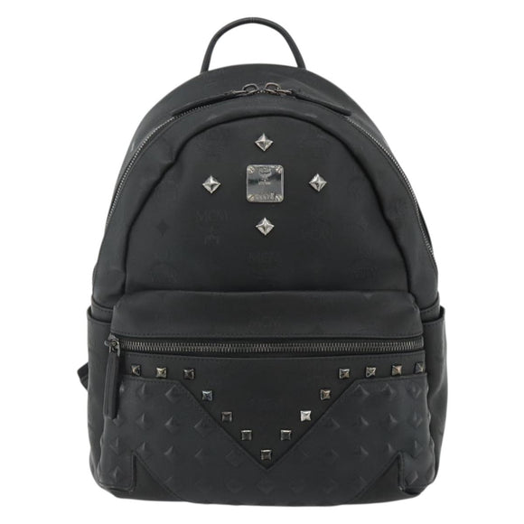 MCM Vicetos Logogram Backpack PVC Black Auth kk657A