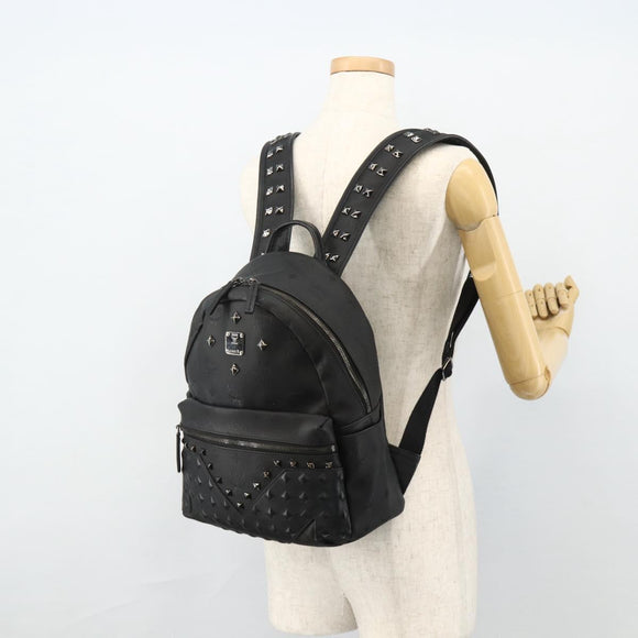 MCM Vicetos Logogram Backpack PVC Black Auth kk657A
