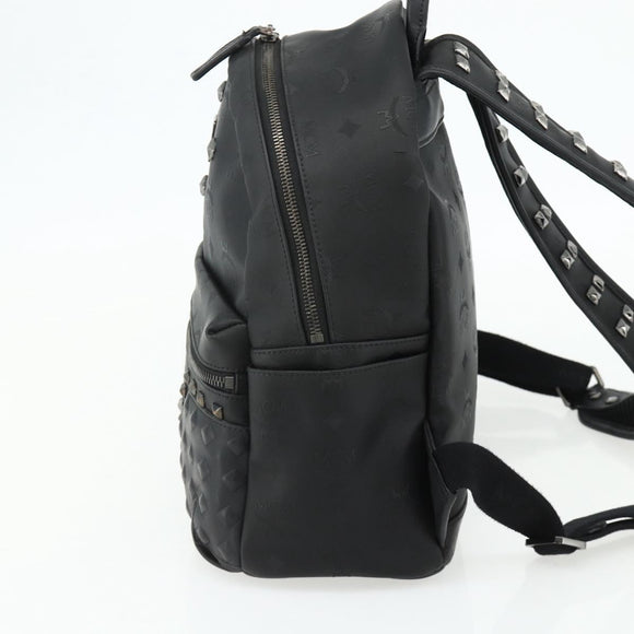 MCM Vicetos Logogram Backpack PVC Black Auth kk657A