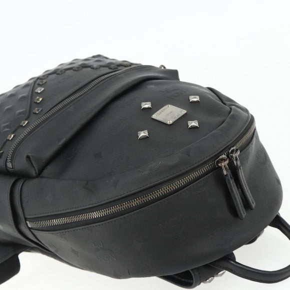 MCM Vicetos Logogram Backpack PVC Black Auth kk657A