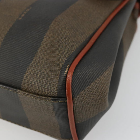 FENDI Pecan Canvas Hand Bag PVC 2way Black Brown Auth kk661A