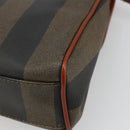 FENDI Pecan Canvas Hand Bag PVC 2way Black Brown Auth kk661A-17