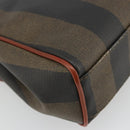 FENDI Pecan Canvas Hand Bag PVC 2way Black Brown Auth kk661A-18