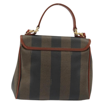 FENDI Pecan Canvas Hand Bag PVC 2way Black Brown Auth kk661A - 0