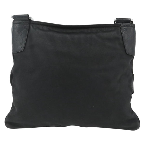 GUCCI Shoulder Bag Canvas Black Silver 169937 Auth kk663