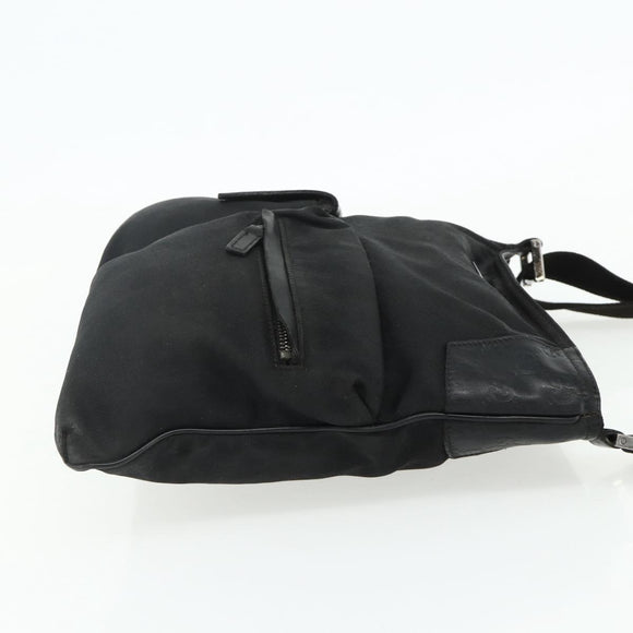 GUCCI Shoulder Bag Canvas Black Silver 169937 Auth kk663
