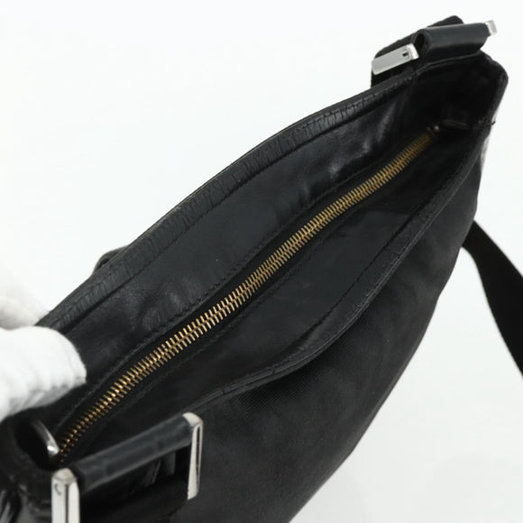 GUCCI Shoulder Bag Canvas Black Silver 169937 Auth kk663