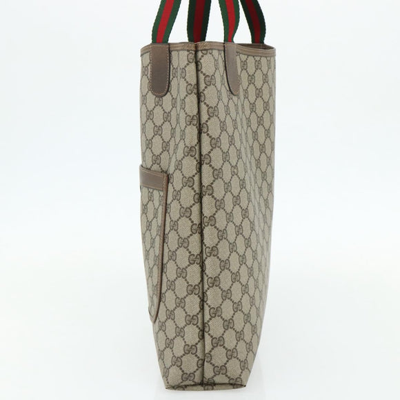 GUCCI GG Supreme Web Sherry Line Tote Bag PVC Beige Gold 39 02 003 Auth kk669A