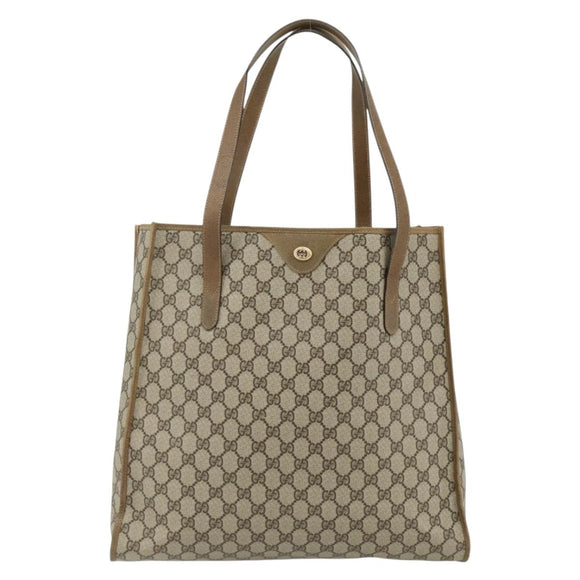 GUCCI GG Supreme Tote Bag PVC Beige Gold 40 02 998 Auth kk670