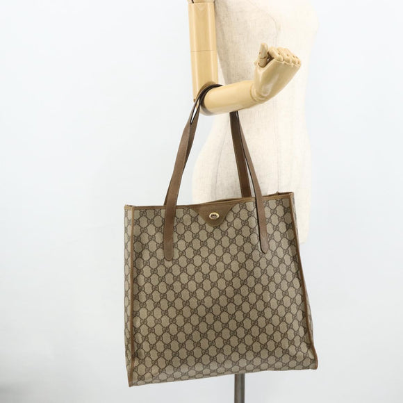 GUCCI GG Supreme Tote Bag PVC Beige Gold 40 02 998 Auth kk670