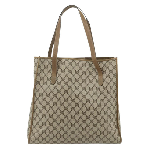 GUCCI GG Supreme Tote Bag PVC Beige Gold 40 02 998 Auth kk670