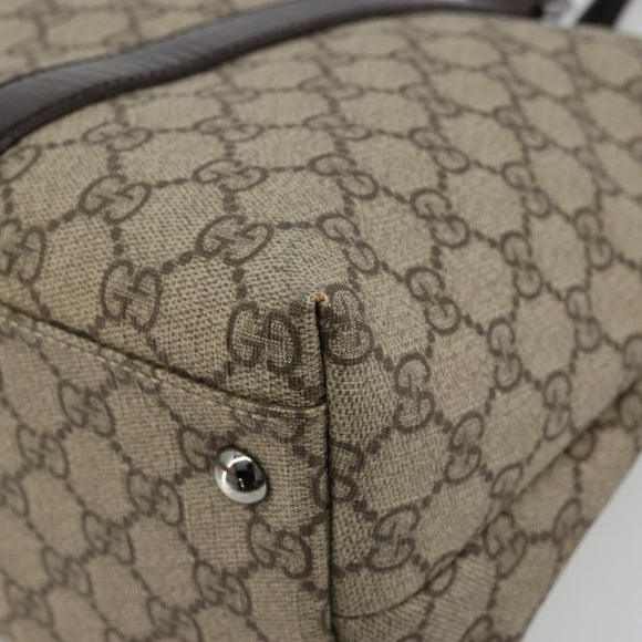 GUCCI GG Supreme Tote Bag PVC Beige Zilver 114595 Auth kk671