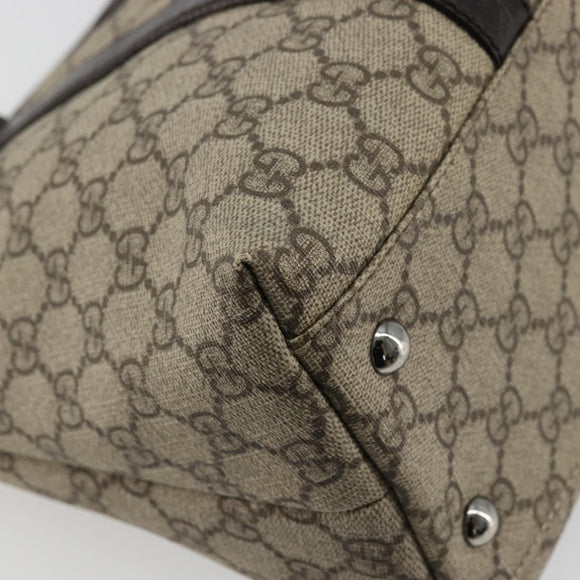 GUCCI GG Supreme Tote Bag PVC Beige Zilver 114595 Auth kk671