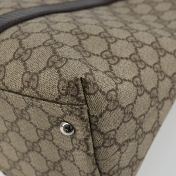 GUCCI GG Supreme Tote Bag PVC Beige Zilver 114595 Auth kk671