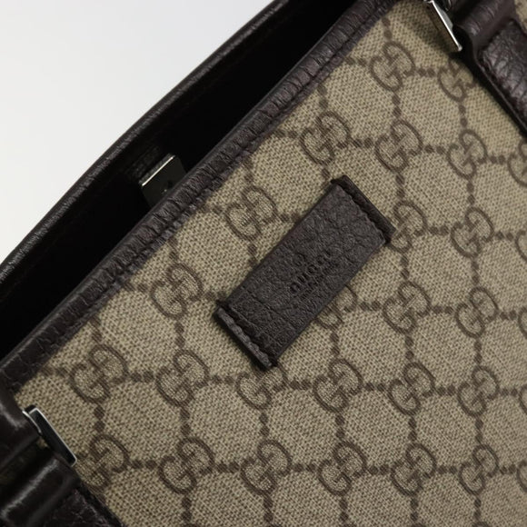 GUCCI GG Supreme Tote Bag PVC Beige Zilver 114595 Auth kk671