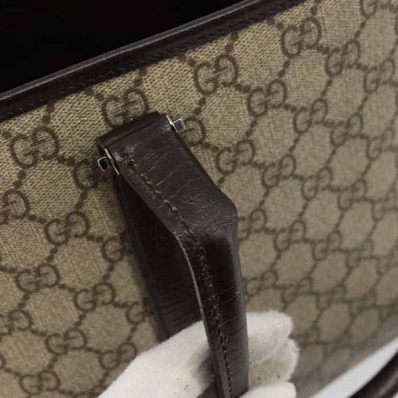 GUCCI GG Supreme Tote Bag PVC Beige Zilver 114595 Auth kk671