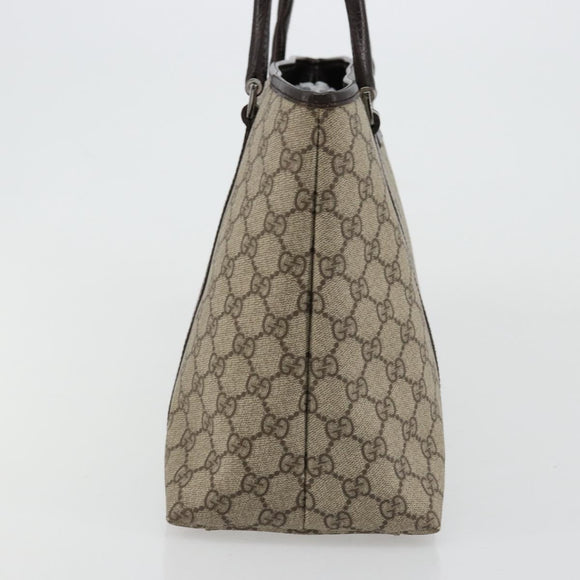 GUCCI GG Supreme Tote Bag PVC Beige Zilver 114595 Auth kk671