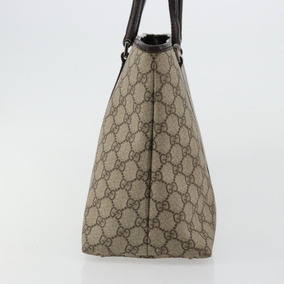 GUCCI GG Supreme Tote Bag PVC Beige Zilver 114595 Auth kk671