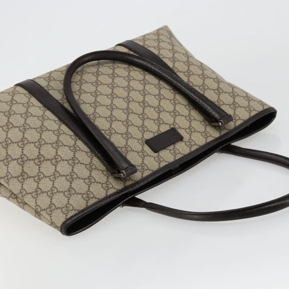 GUCCI GG Supreme Tote Bag PVC Beige Zilver 114595 Auth kk671