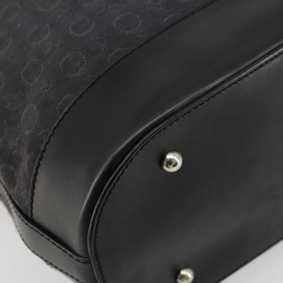 CELINE C Macadam Canvas Tote Bag Black Silver Auth kk672