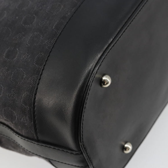 CELINE C Macadam Canvas Tote Bag Black Silver Auth kk672