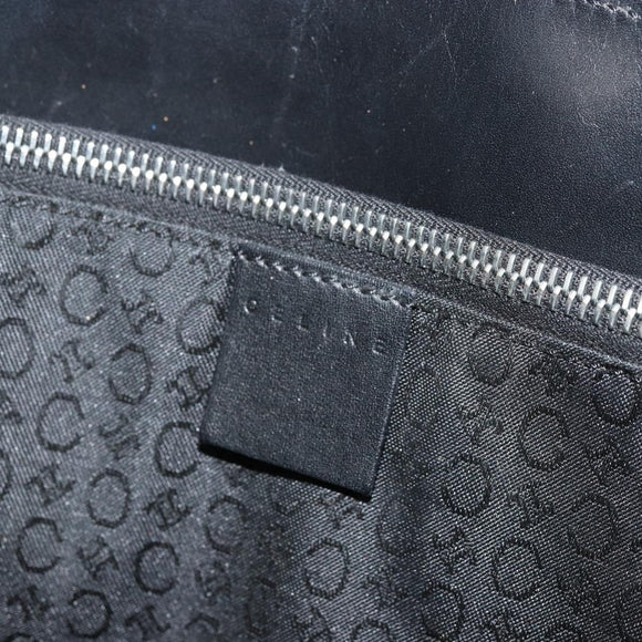 CELINE C Macadam Canvas Tote Bag Black Silver Auth kk672