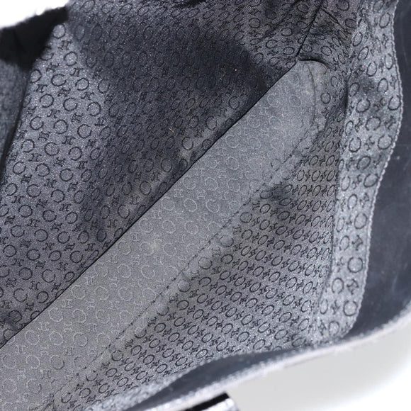 CELINE C Macadam Canvas Tote Bag Black Silver Auth kk672