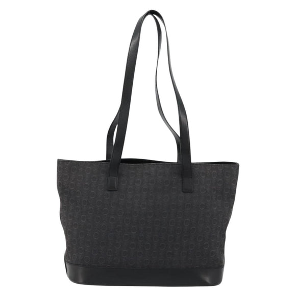 CELINE C Macadam Canvas Tote Bag Black Silver Auth kk672