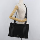 HERMES Fourre Tout Basses MM Shoulder Bag Cotton Black Silver Auth kk673-22