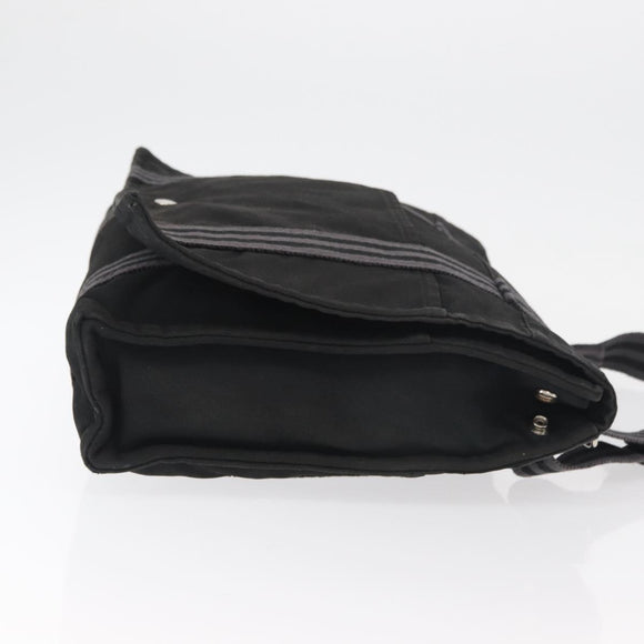 HERMES Fourre Tout Basses MM Shoulder Bag Cotton Black Silver Auth kk673