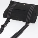 HERMES Fourre Tout Basses MM Shoulder Bag Cotton Black Silver Auth kk673-6