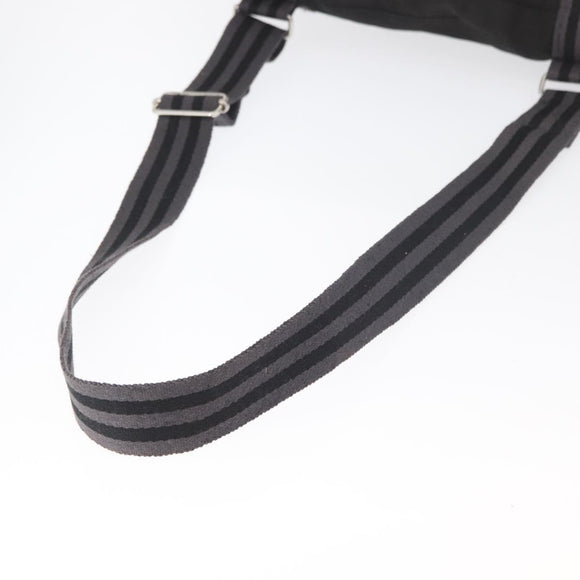 HERMES Fourre Tout Basses MM Shoulder Bag Cotton Black Silver Auth kk673