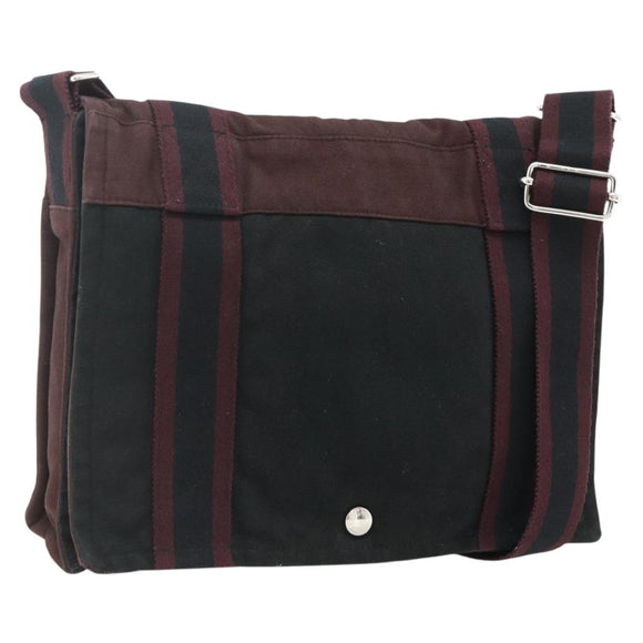 HERMES Fourre Tout Bassas PM Shoulder Bag Cotton Bordeaux Silver Auth kk674