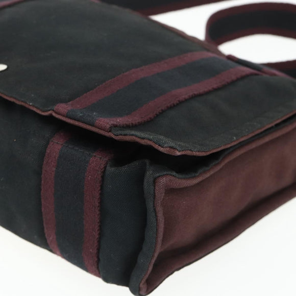 HERMES Fourre Tout Bassas PM Shoulder Bag Cotton Bordeaux Silver Auth kk674