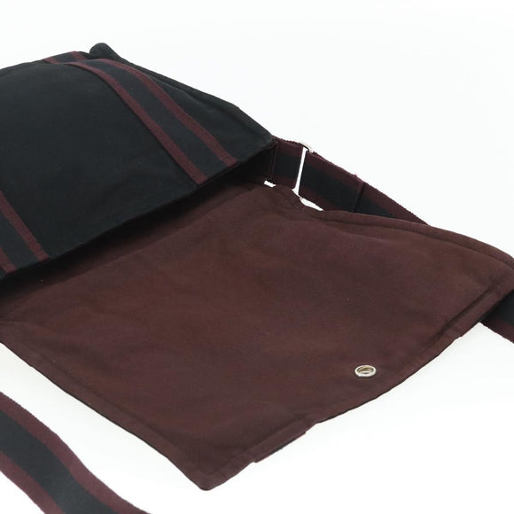 HERMES Fourre Tout Bassas PM Shoulder Bag Cotton Bordeaux Silver Auth kk674