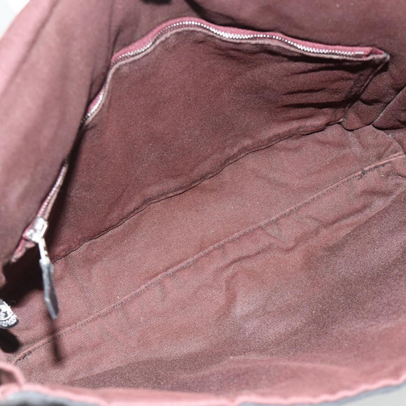 HERMES Fourre Tout Bassas PM Shoulder Bag Cotton Bordeaux Silver Auth kk674