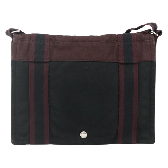HERMES Fourre Tout Bassas PM Shoulder Bag Cotton Bordeaux Silver Auth kk674