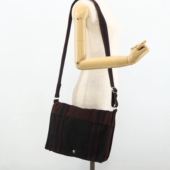 HERMES Fourre Tout Bassas PM Shoulder Bag Cotton Bordeaux Silver Auth kk674