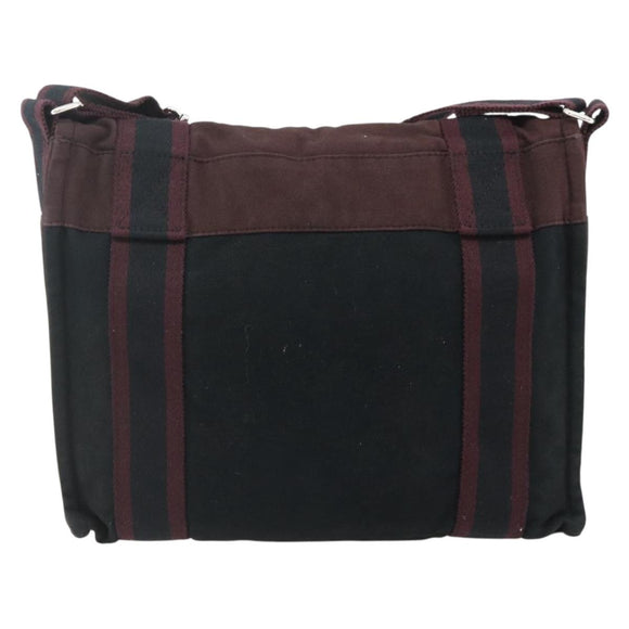 HERMES Fourre Tout Bassas PM Shoulder Bag Cotton Bordeaux Silver Auth kk674